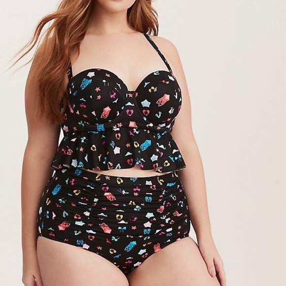 (SOLD) New Torrid Swim Beach Print Bikini Size 1 - Picture 2 of 7